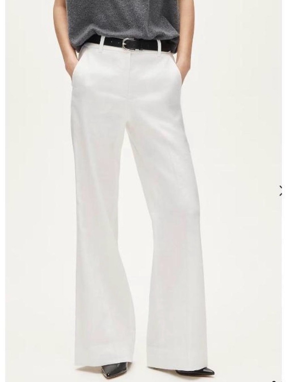 J Crew Wide Leg Linen Blend Carolina Pants in White Size Medium